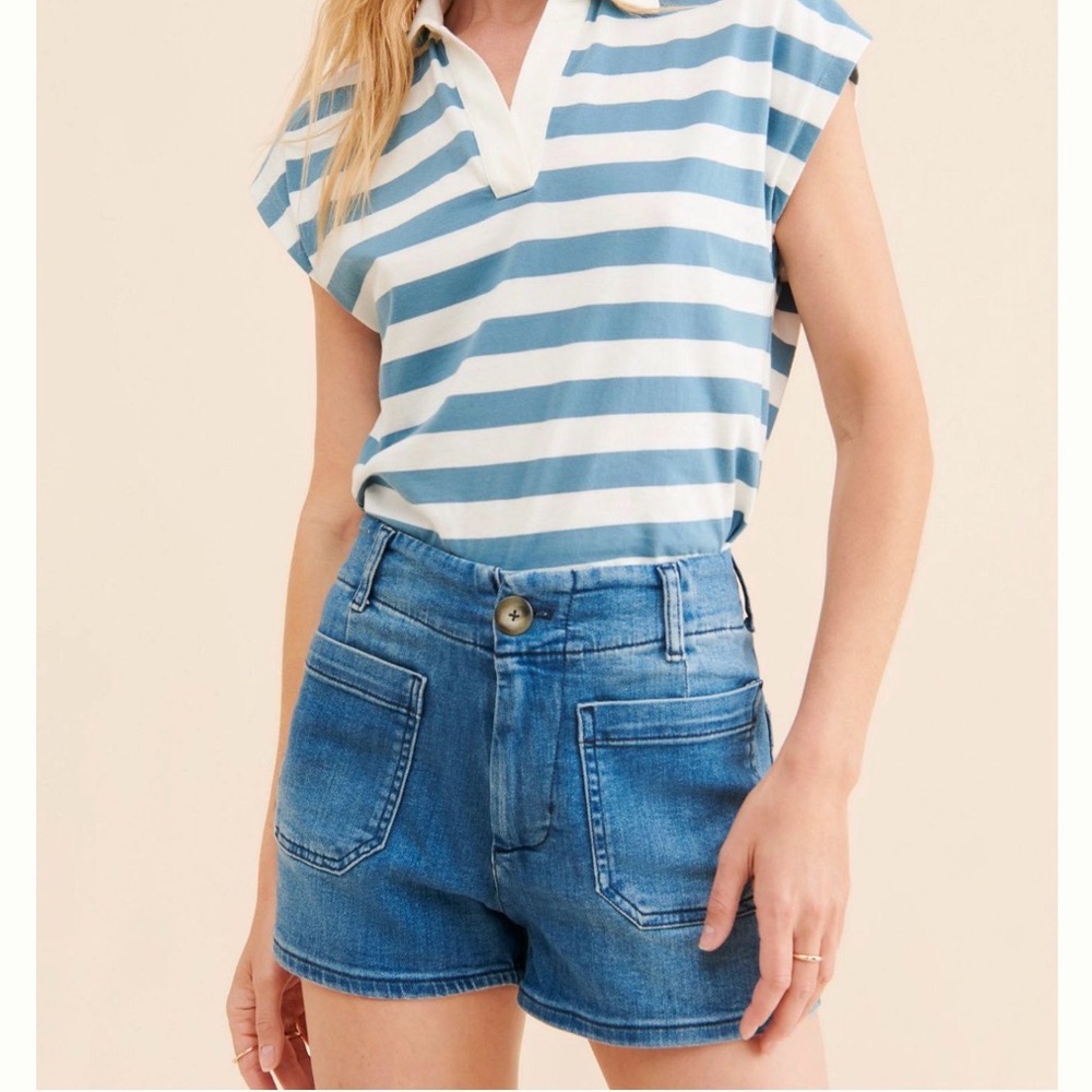 Maeve Blue Denim Pocket Shorts